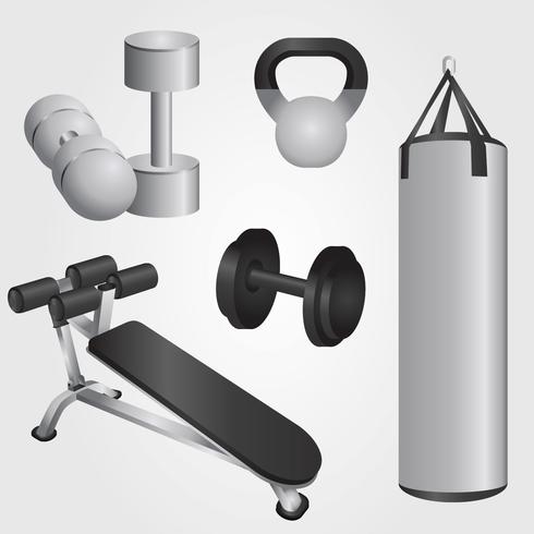 Realistic Fitness Equipment Vector Pack