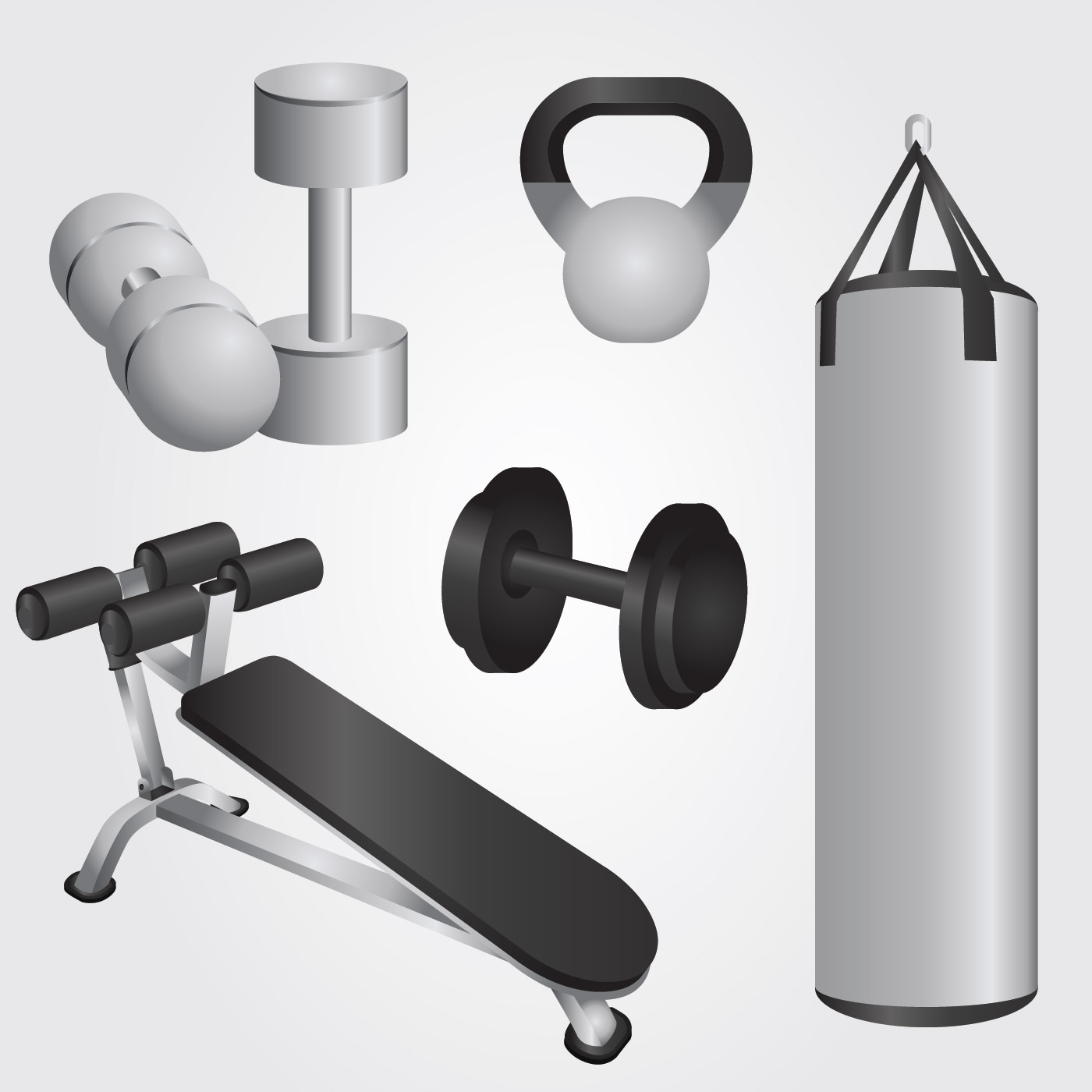 Realistic Fitness Equipment Vector Pack 250264 Vector Art