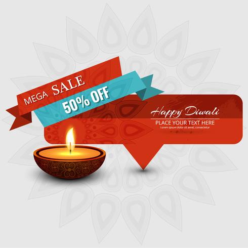 Happy diwali diya oil lamp festival background illustration vector