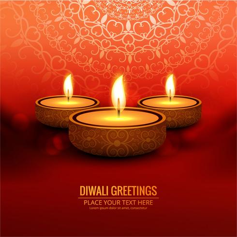 Happy diwali diya oil lamp festival background illustration vector