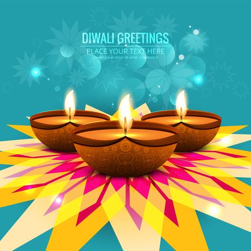 Happy diwali diya oil lamp festival background illustration vector