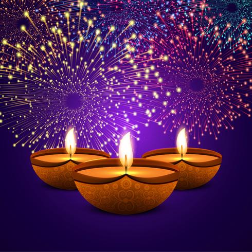 Happy diwali diya oil lamp festival background illustration vector