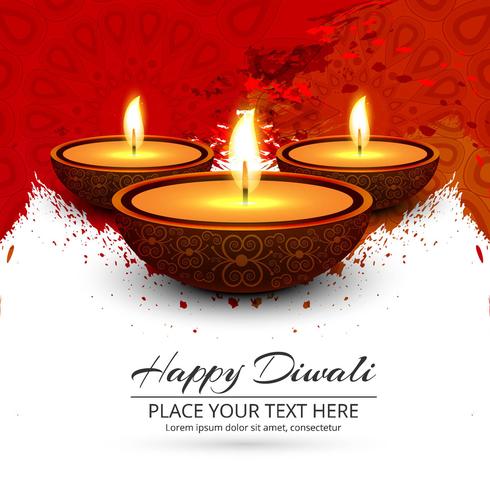 Happy diwali diya oil lamp festival background illustration vector