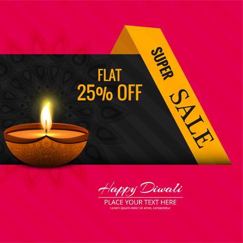 Happy diwali diya oil lamp festival background illustration vector