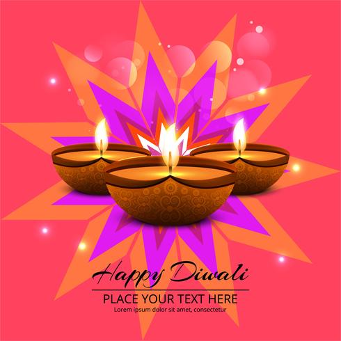 Happy diwali diya oil lamp festival background illustration vector