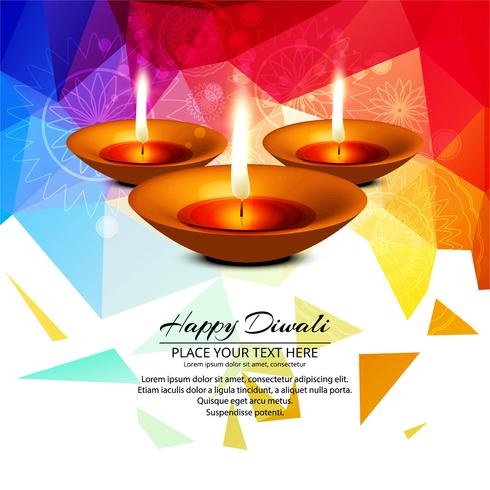 Happy diwali diya oil lamp festival background illustration vector