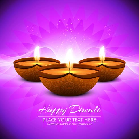 Happy diwali diya oil lamp festival background illustration vector