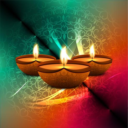 Happy diwali diya oil lamp festival background illustration vector