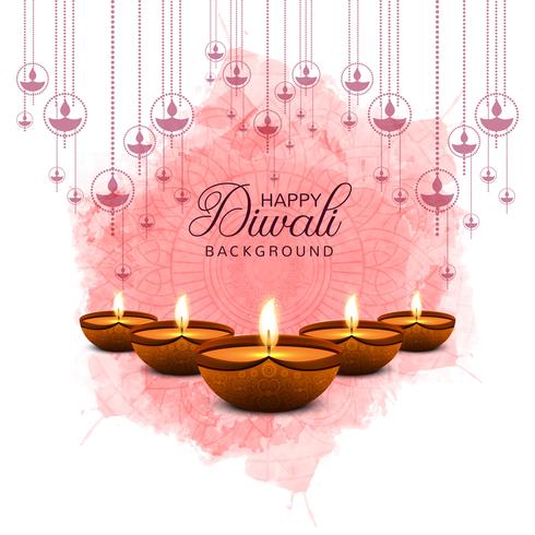 Hermosa tarjeta de felicitación para el festival de celebración de diwali vector