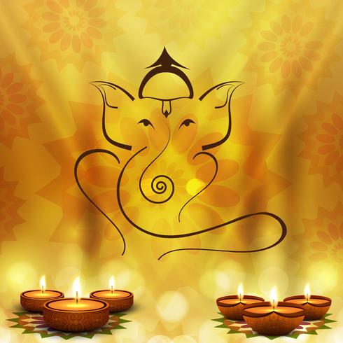 Happy diwali diya oil lamp festival background illustration vector