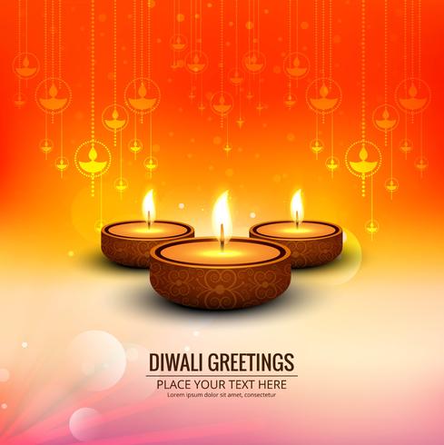 Hermosa feliz diwali diya lámpara de aceite festival decorativo backgro vector