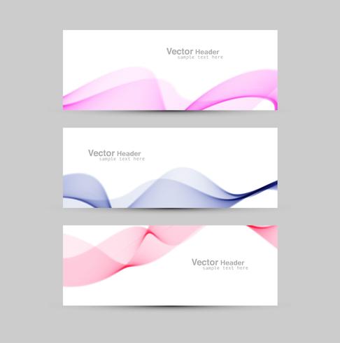 Abstract colorful business header wave set design vector