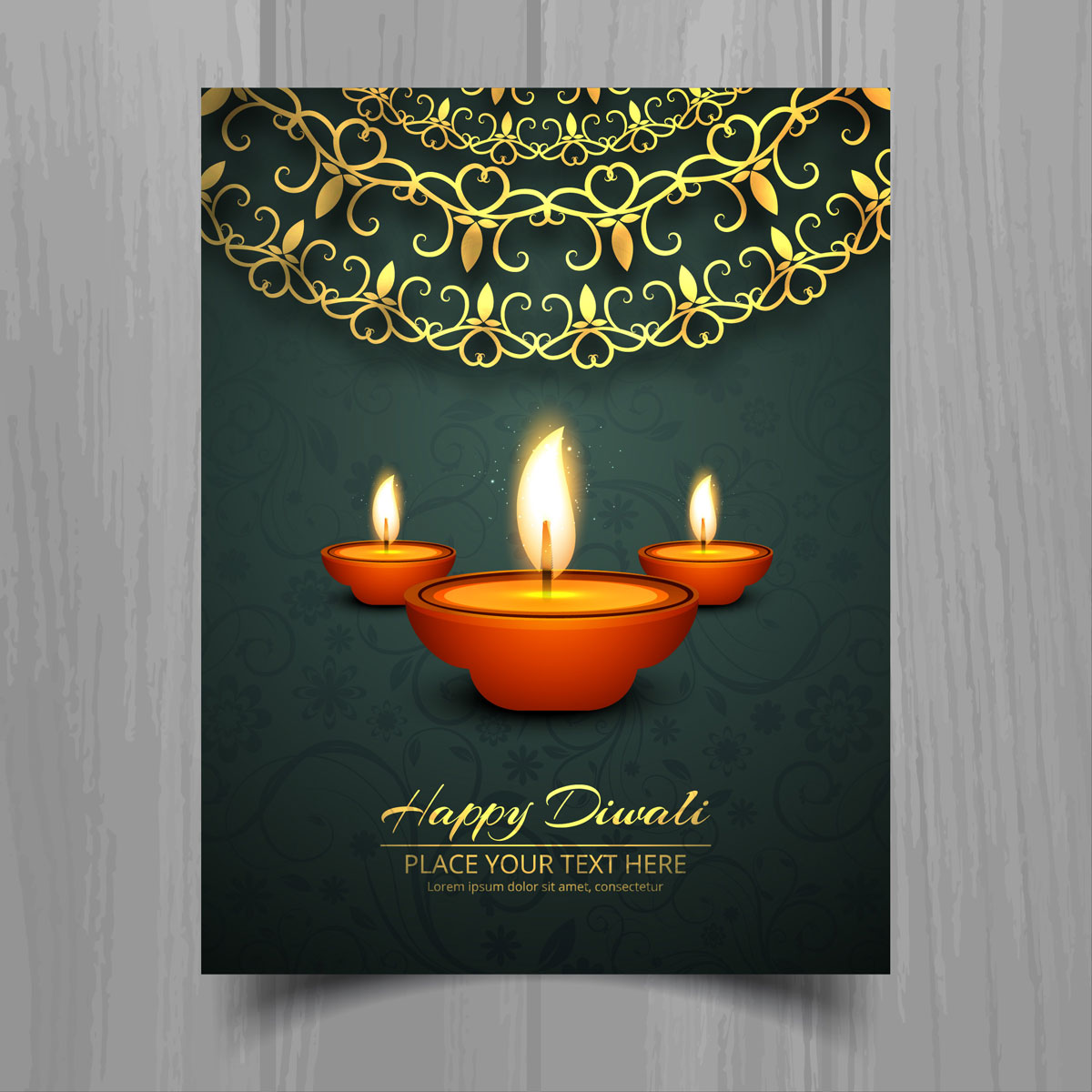 Happy diwali diya oil lamp festival brochure template design 250589 ...