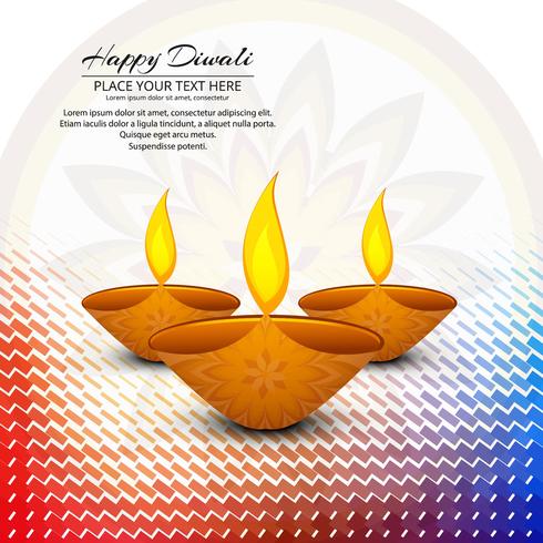 Happy diwali diya oil lamp festival background illustration vector