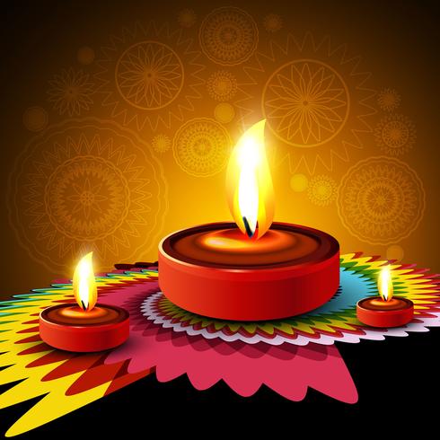 Happy diwali diya oil lamp festival background illustration vector