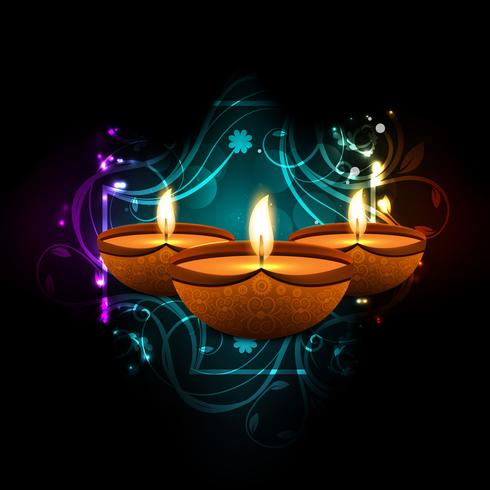 Happy diwali diya oil lamp festival background illustration vector