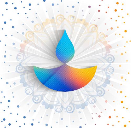 Happy diwali diya oil lamp festival colorful card background vector