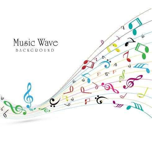 Resumen de la música colorida ola de fondo vector