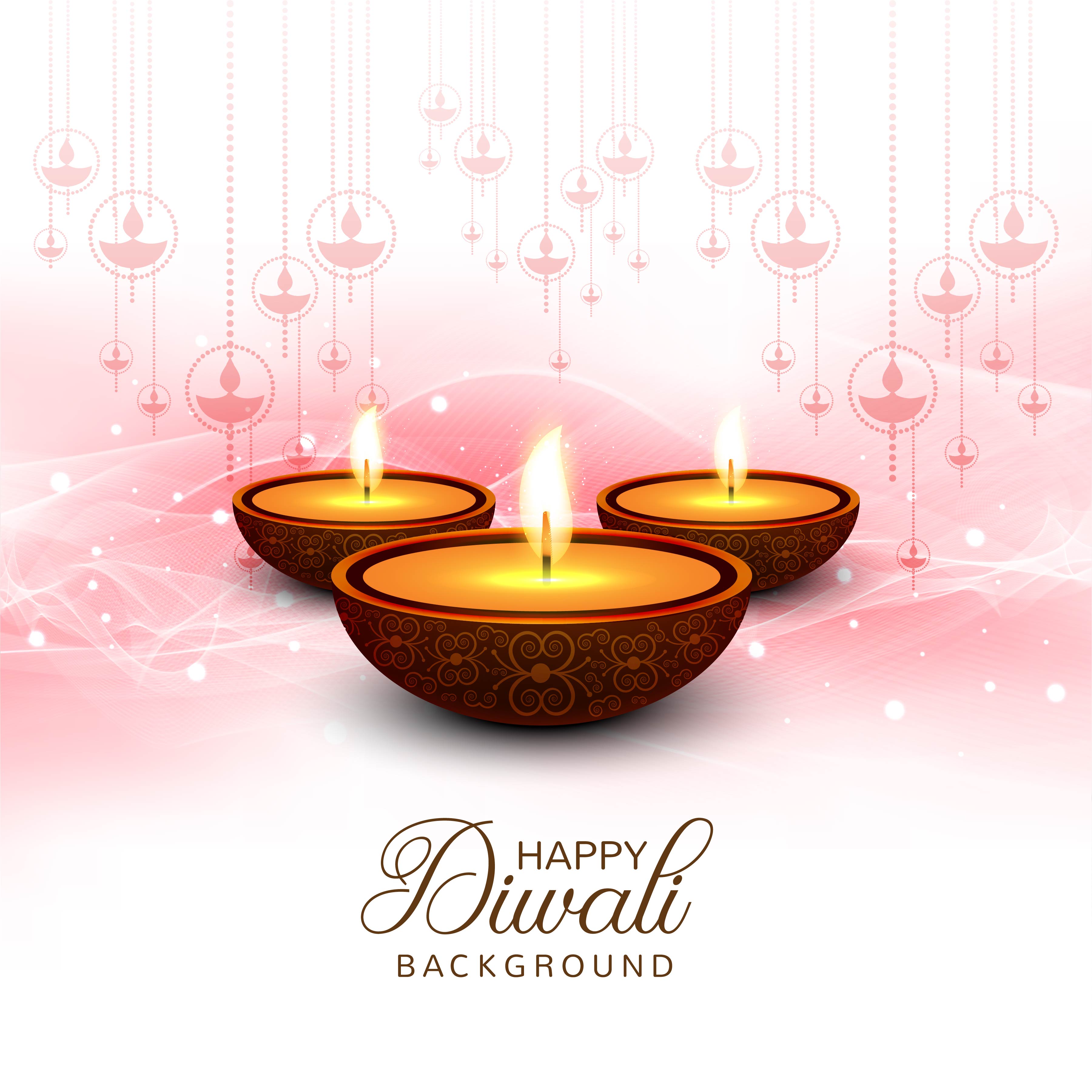 Happy Diwali Diya Oil Lamp Festival Shiny Background 250758 Vector Art