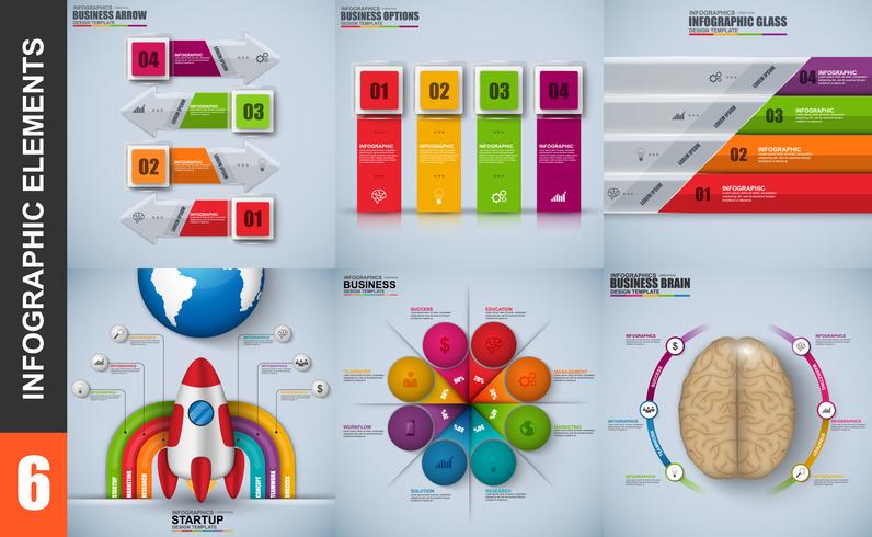 Plantilla de diseño de vector de visualización de datos de elementos de infografía