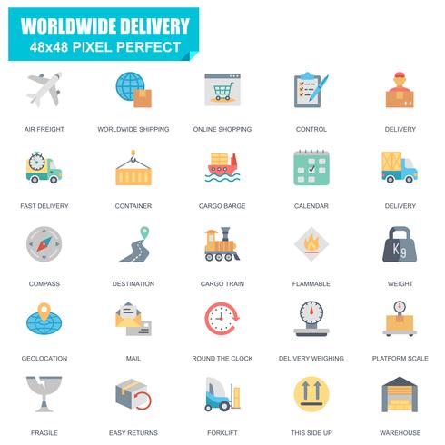 Simple Set of Delivery Related Vector Flat Icons