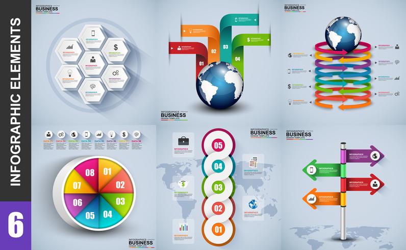 Plantilla de diseño de vector de visualización de datos de elementos de infografía