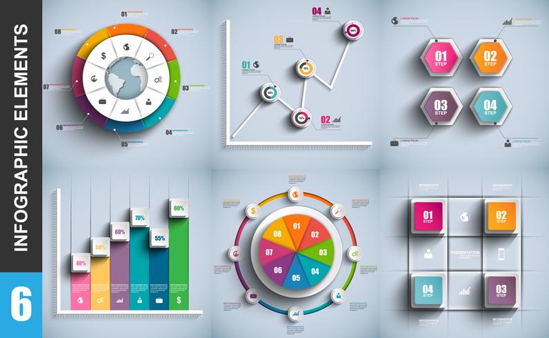 Plantilla de diseño de vector de visualización de datos de elementos de infografía