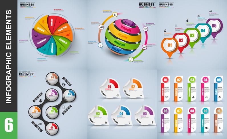 Conjunto de presentación de negocios 3d infografía vector diseño plantilla