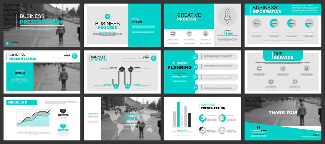 Presentación de negocios en PowerPoint de plantillas de diapositivas a partir de elementos infográficos. vector