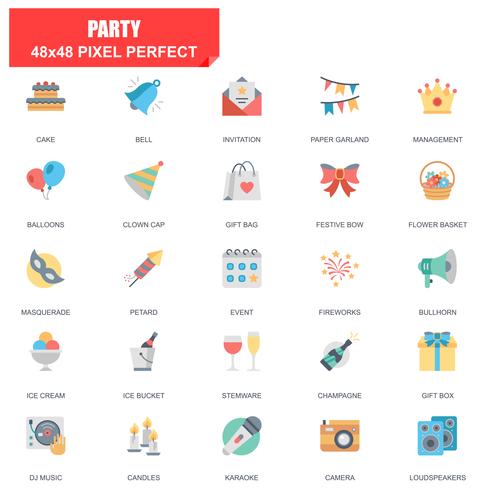 Simple Set of Party Related Vector Flat Icons