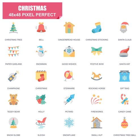 Simple conjunto de Navidad relacionados con iconos planos vectoriales vector