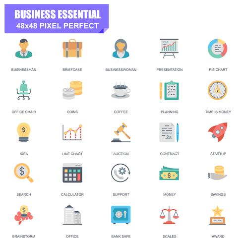 Simple Set of Business Essential Related Vector Flat Icons