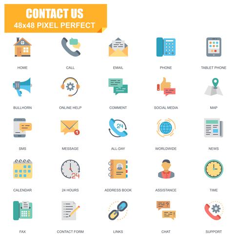 Simple Set of Contact Us Related Vector Flat Icons