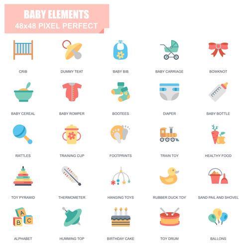 Simple Set of Baby Elements Related Vector Flat Icons