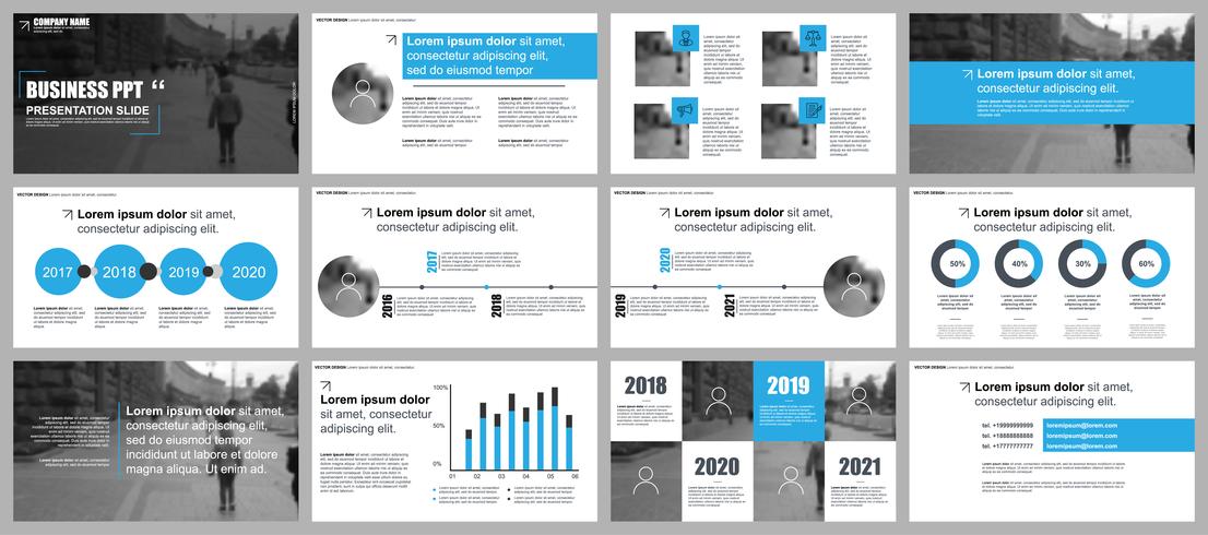 Presentación de negocios en PowerPoint de plantillas de diapositivas a partir de elementos infográficos. vector