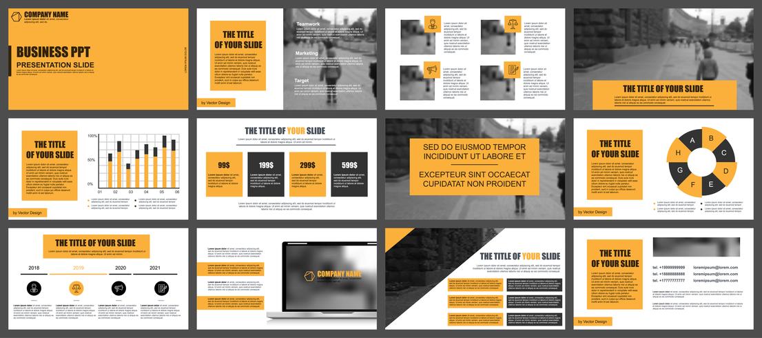 Presentación de negocios en PowerPoint de plantillas de diapositivas a partir de elementos infográficos. vector