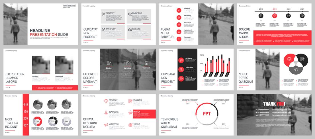 Presentación de negocios en PowerPoint de plantillas de diapositivas a partir de elementos infográficos. vector