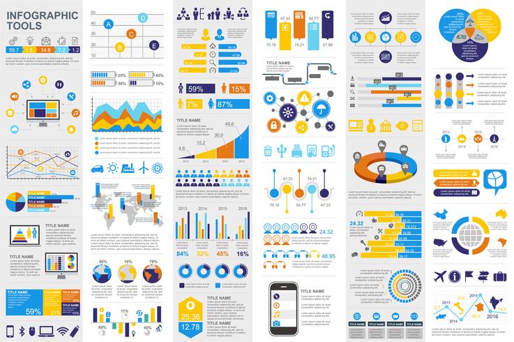 Plantilla de diseño de vector de visualización de datos de elementos de infografía