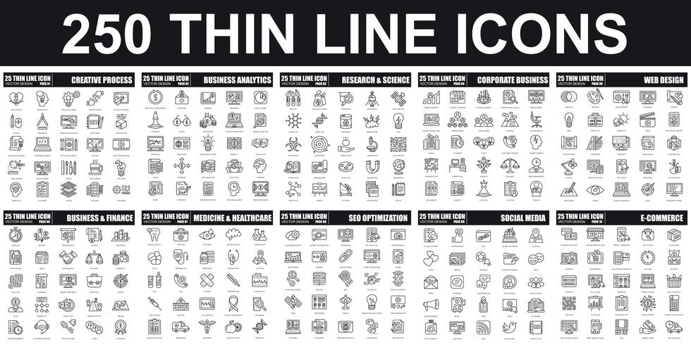 Thin Line Pictogram Icon Pack vector