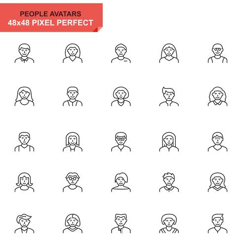 Simple Set People Avatar Line Icons for Website and Mobile Apps vector