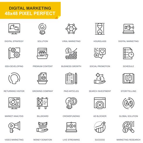 Simple Set Business and Marketing Line Icons for Website and Mobile Apps vector