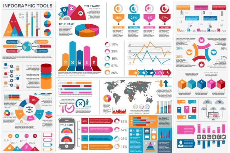 Plantilla de diseño de vector de visualización de datos de elementos de infografía