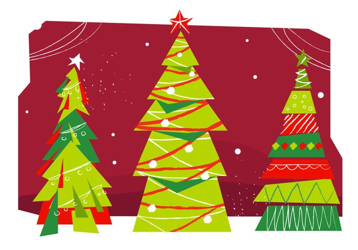 Mediados de siglo árboles de navidad vector illustration