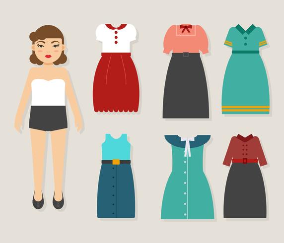 Vintage Paper Doll Vector