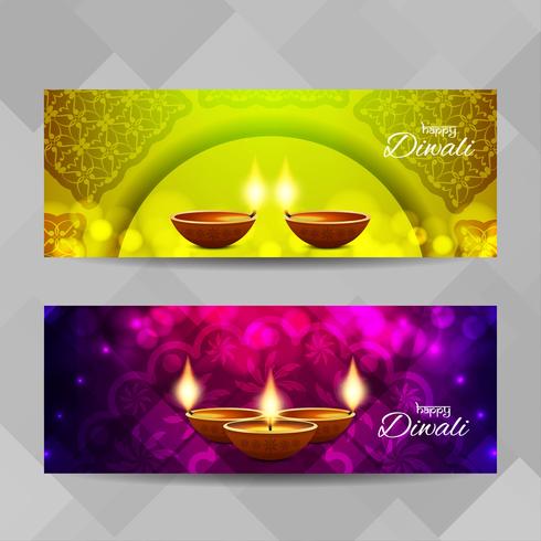 Abstract Happy Diwali religious banners set vector