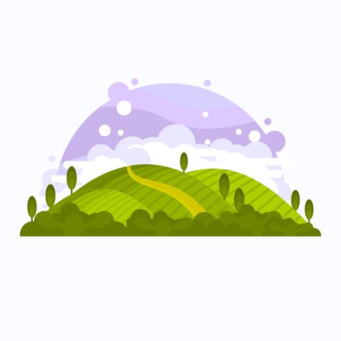 Vineyard Scenery Vector Illustration