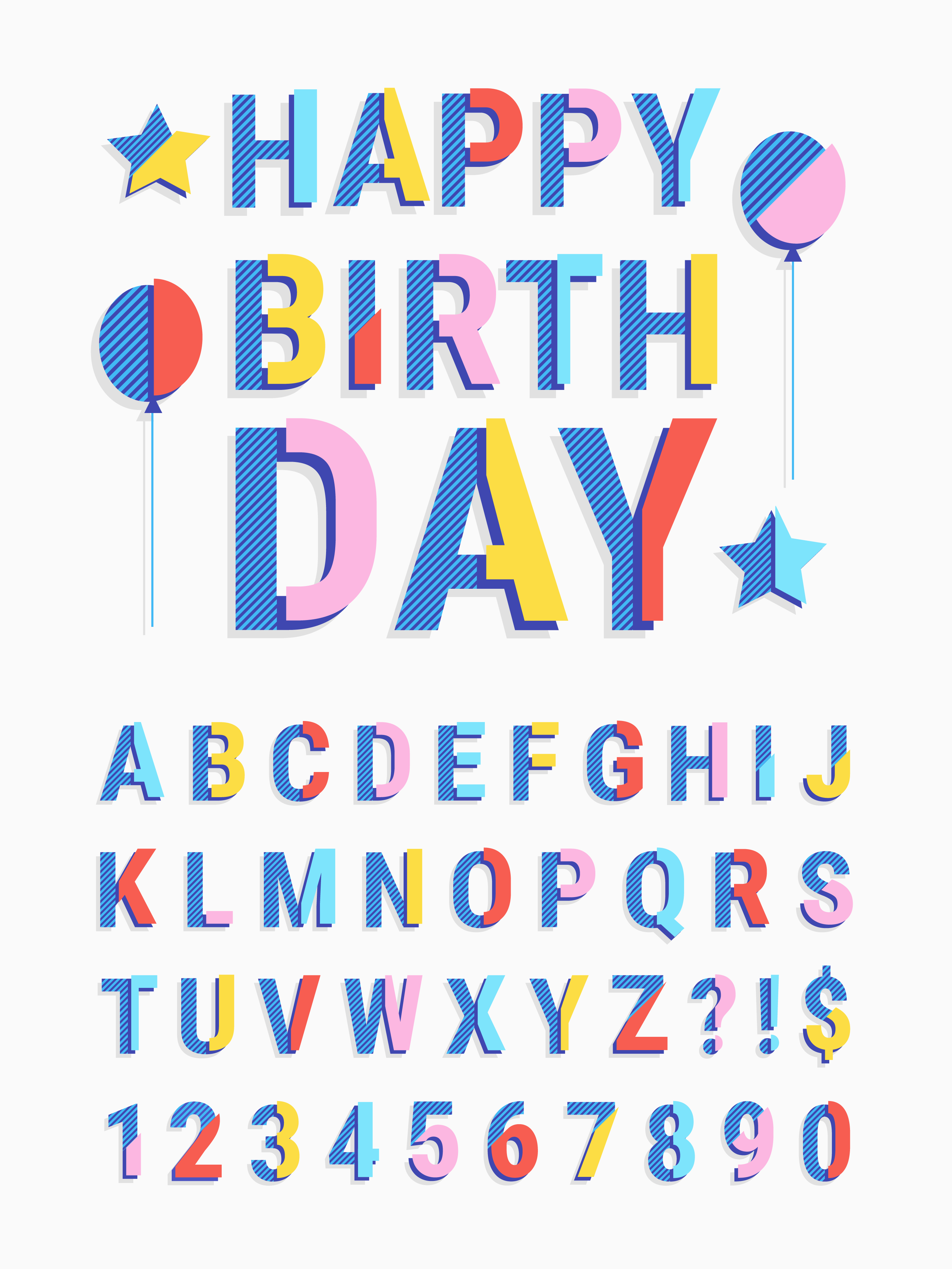 Happy Birthday Font Silhouette SVG