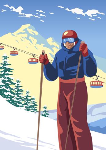 Man Skier vector