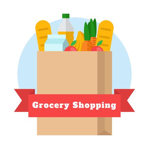 Grocery Bag Vector Illustration