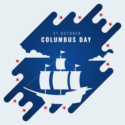 Ilustración del vector de la tarjeta de felicitación del día de fiesta nacional de los EEUU del día de Columbus feliz